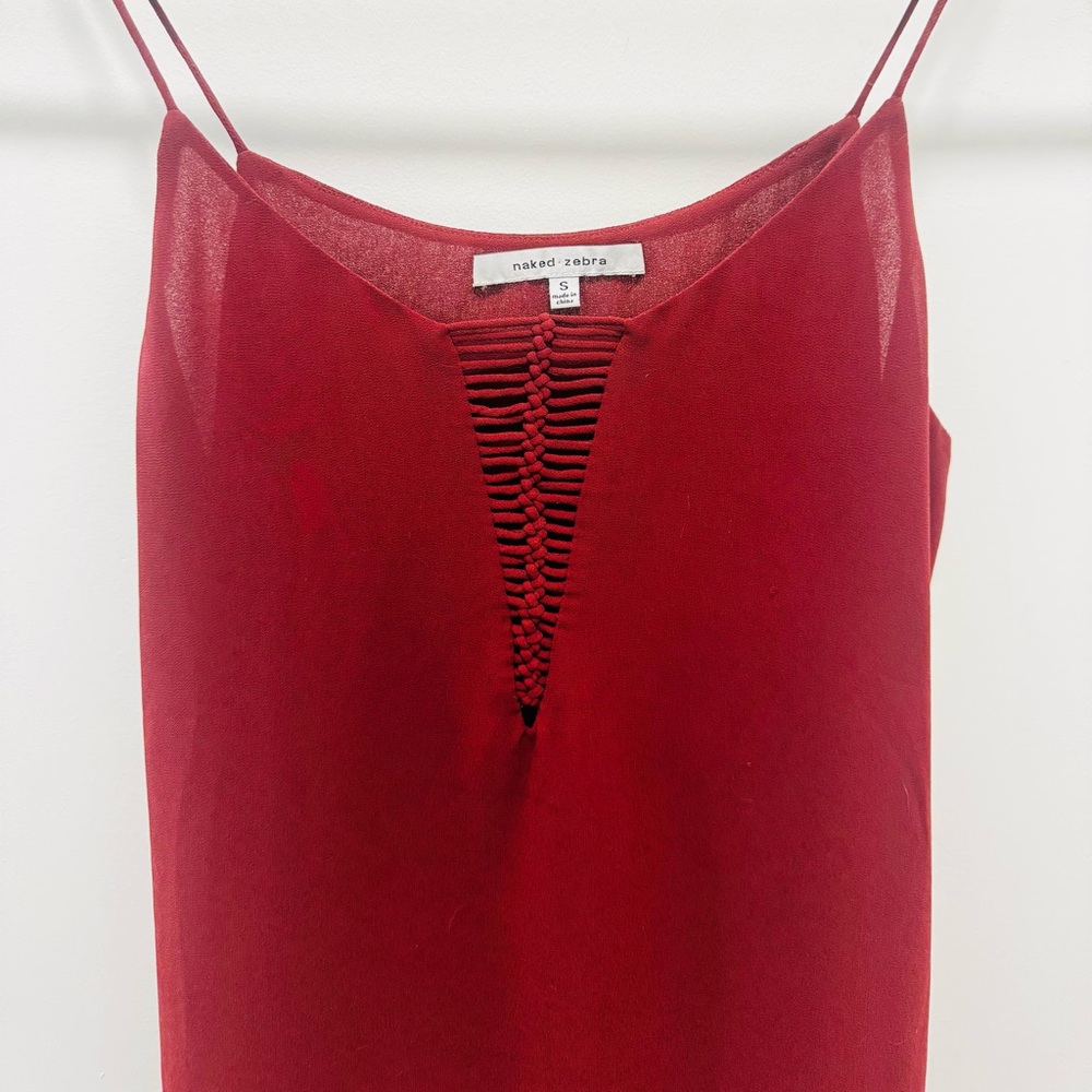Naked Zebra Braided V Tank in Wine